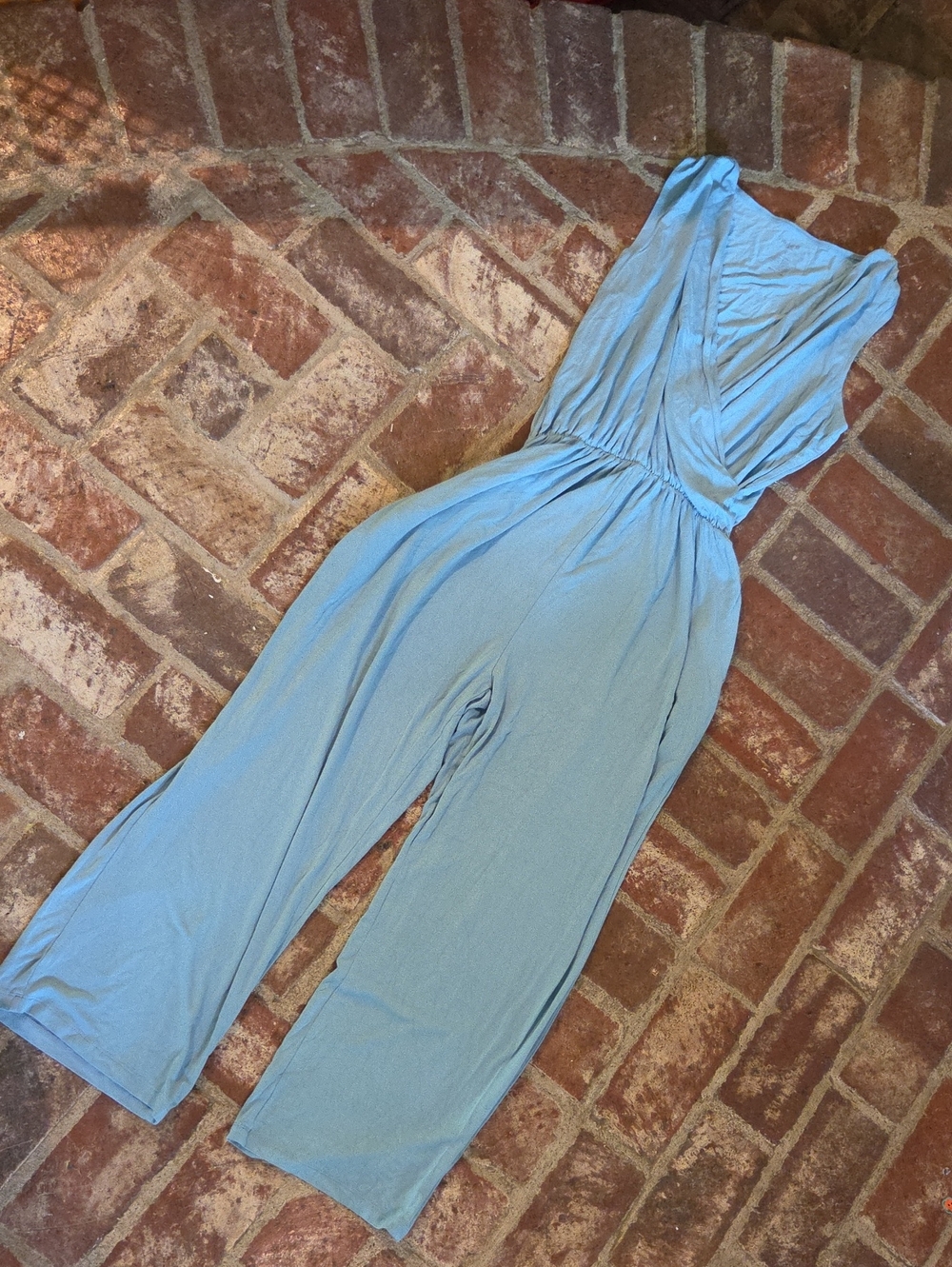 Kyte Baby Dusty Blue Sleeveless Criss Cross Wide-Leg Jumpsuit Large